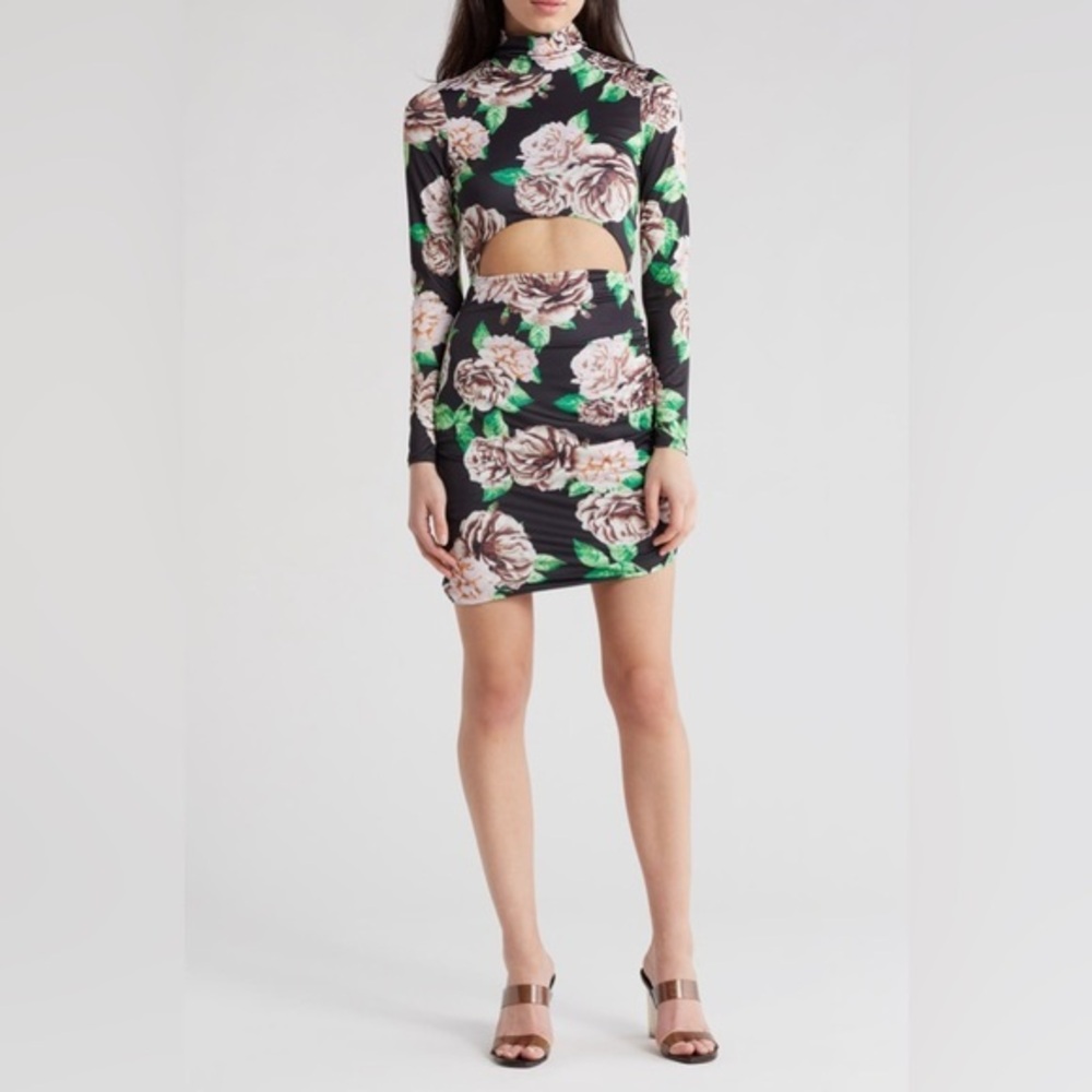 Nordstrom AFRM Ariella Floral Long Sleeve Cut Out Dress‎